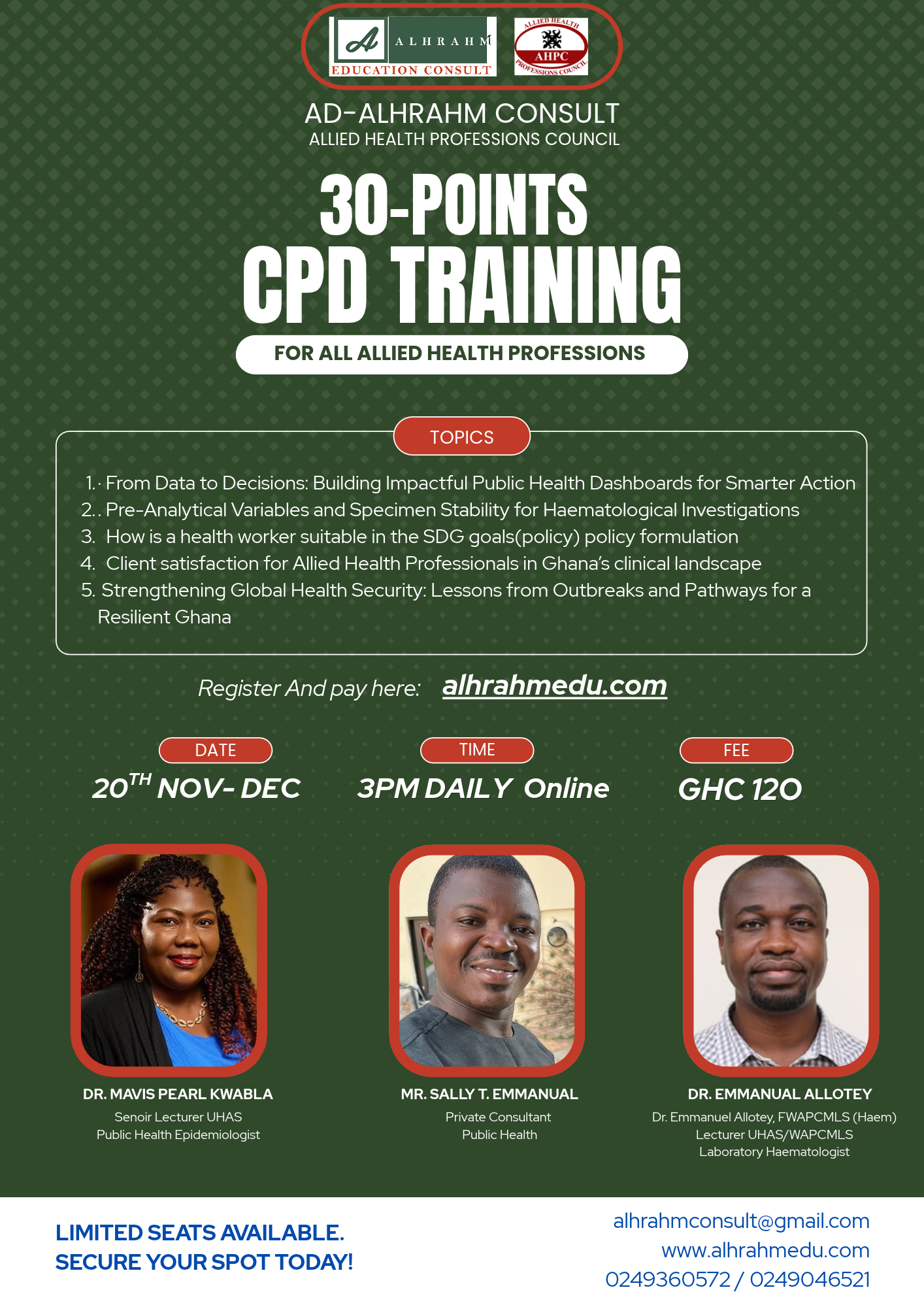 Allied Health Professions Council CPD Training 2026/2027